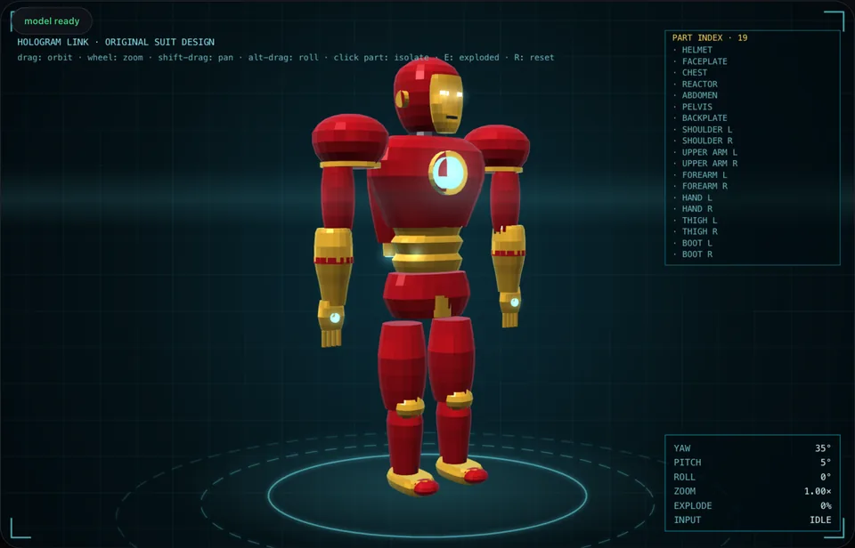 Screenshot of the Holo inspector demo